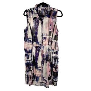 Simply Vera Vera Wang Shirt Dress, Size Medium, Watercolor Purple & Gray,